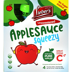 Lieber's 4Pk Sq.Unsweetened Apple Sauce, 12.6 Oz