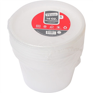 16 Oz Container W/Lids, 5 Pk