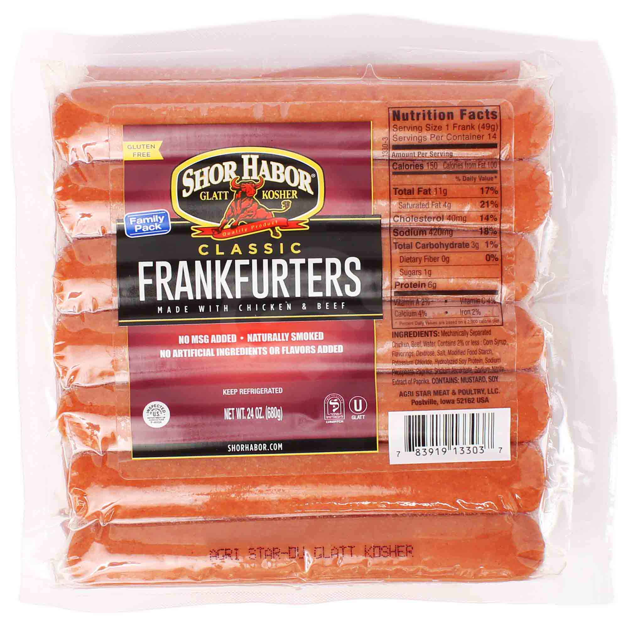 Shor Habor Classic Franks Family Pack, 24 Oz | All Fresh